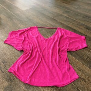 Express Hot Pink Top Vneck Shirt Blouse Valentine's Day Outfit Size Small